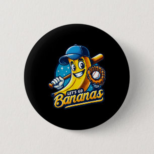 Funny Lets Go Bananas Cute Banana Fruit Lover Game 6 Cm Round Badge