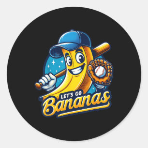 Funny Lets Go Bananas Cute Banana Fruit Lover Game Classic Round Sticker