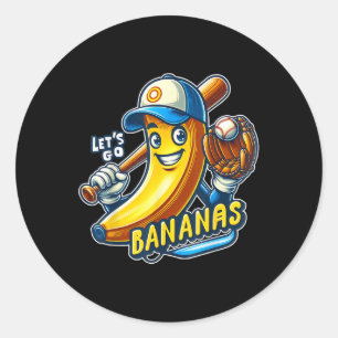 Funny Lets Go Bananas Cute Banana Fruit Lover Game Classic Round Sticker