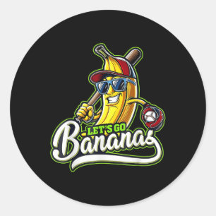 Funny Lets Go Bananas Disco For Kids Men Women Classic Round Sticker