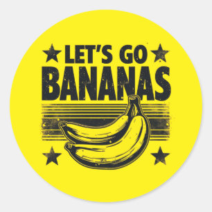 Funny Let's Go Bananas Distressed Grunge Meme Classic Round Sticker