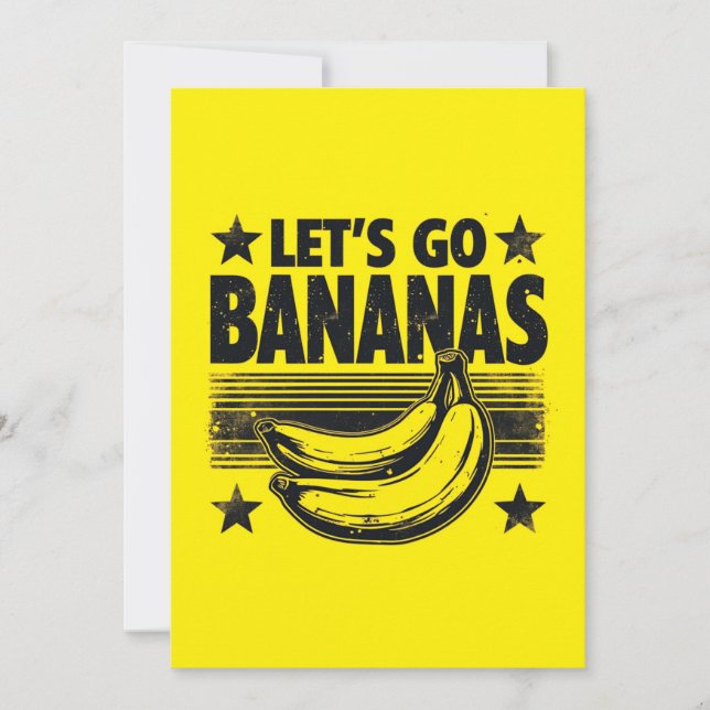 Funny Let's Go Bananas Distressed Grunge Meme Invitation (Front)
