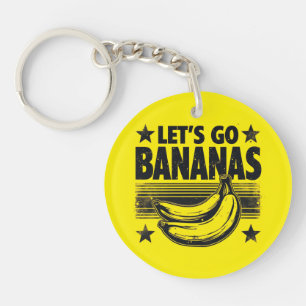 Funny Let's Go Bananas Distressed Grunge Meme Key Ring
