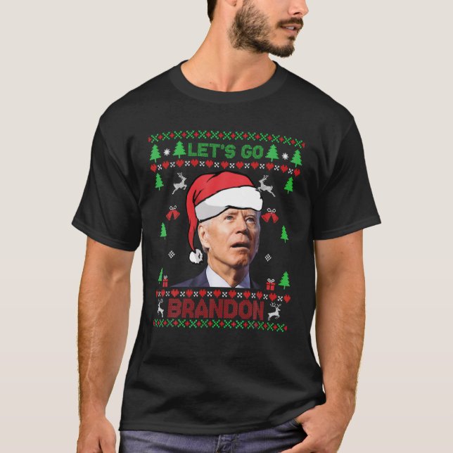 Funny Let's Go Brandon Biden Ugly Christmas T-Shirt (Front)