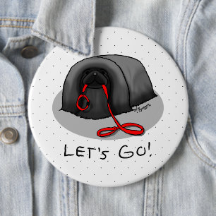 Funny Let's Go! for a Walk Pekingese Dog (black) 6 Cm Round Badge