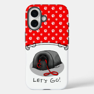 Funny Let's Go! for a Walk Pekingese Dog (black) iPhone 16 Case