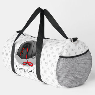 Funny Let's Go! for a Walk Pekingese Dog (black) Duffle Bag