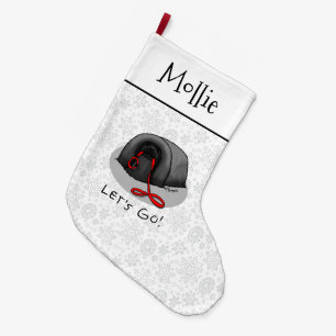 Funny Let's Go! for a Walk Pekingese Dog (black) Large Christmas Stocking