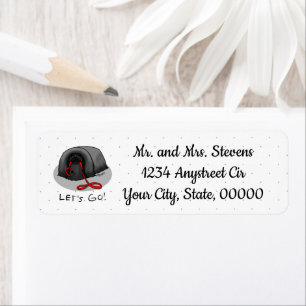 Funny Let's Go! for a Walk Pekingese Dog (black) Return Address Label