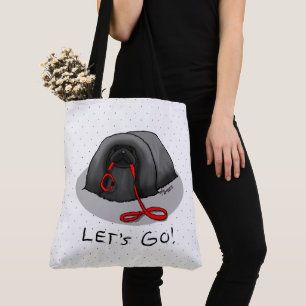 Funny Let's Go! for a Walk Pekingese Dog (black) Tote Bag