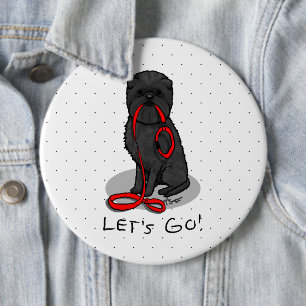 Funny Let's Go! Walk Affenpinscher (Black Natural) 6 Cm Round Badge