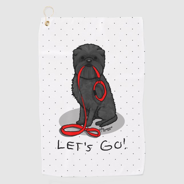 Funny Let's Go! Walk Affenpinscher (Black Natural) Golf Towel (Front)