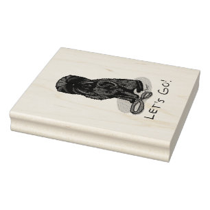 Funny Let's Go! Walk Affenpinscher (Black Natural) Rubber Stamp