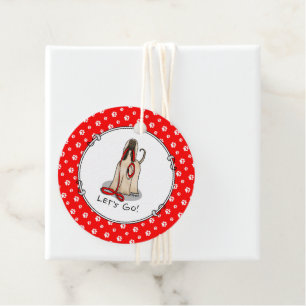 Funny Let's Go! Walk Afghan Hound (Cream) Favour Tags