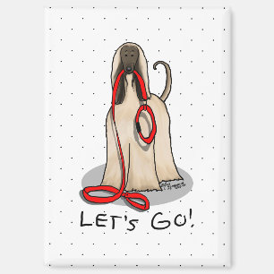 Funny Let's Go! Walk Afghan Hound (Cream) Magnet