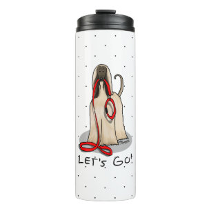 Funny Let's Go! Walk Afghan Hound (Cream) Thermal Tumbler