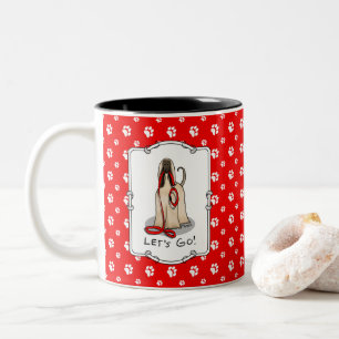 Funny Let's Go! Walk Afghan Hound (Cream) Two-Tone Coffee Mug