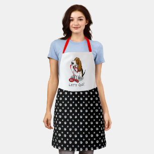 Funny Let's Go! Walk Basset Hound (tri-colour 1) Apron