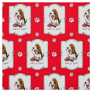 Funny Let's Go! Walk Basset Hound (tri-colour 1) Fabric