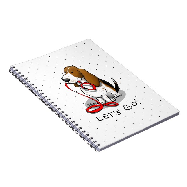 Funny Let's Go! Walk Basset Hound (tri-colour 1) Notebook (Right Side)