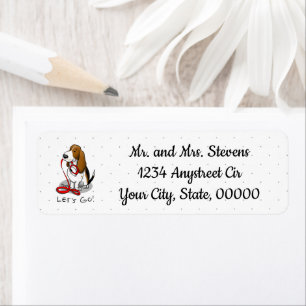 Funny Let's Go! Walk Basset Hound (tri-colour 1) Return Address Label