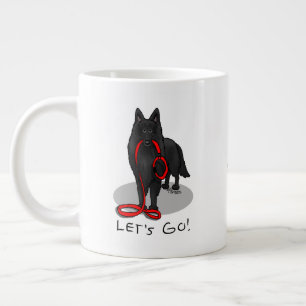 Funny Let's Go! Walk Belgian Sheepdog (black 1) Large Coffee Mug