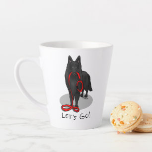 Funny Let's Go! Walk Belgian Sheepdog (black 1) Latte Mug