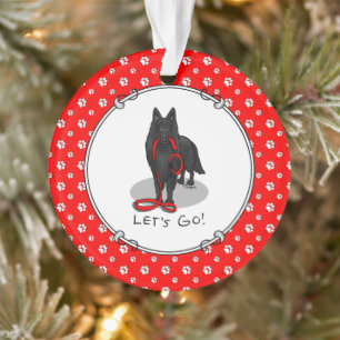 Funny Let's Go! Walk Belgian Sheepdog (black 1) Ornament