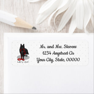 Funny Let's Go! Walk Belgian Sheepdog (black 1) Return Address Label