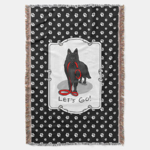 Funny Let's Go! Walk Belgian Sheepdog (black 1) Throw Blanket