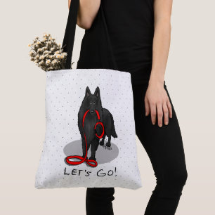 Funny Let's Go! Walk Belgian Sheepdog (black 1) Tote Bag
