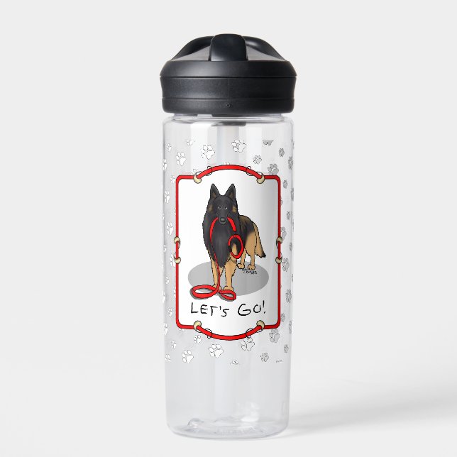 Funny Let's Go! Walk Belgian Tervuren (original) Water Bottle (Front)