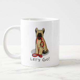 Funny Let's Go! Walk Briard (cr tawny black 1) Large Coffee Mug