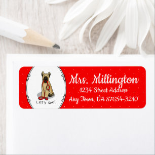 Funny Let's Go! Walk Briard (cr tawny black 1) Return Address Label