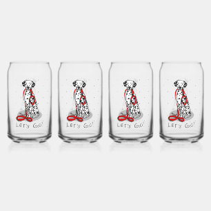 Funny Let's Go! Walk Dalmatian Dog (black 1) Can Glass