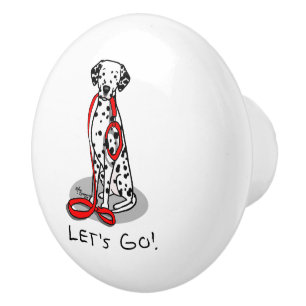Funny Let's Go! Walk Dalmatian Dog (black 1) Ceramic Knob
