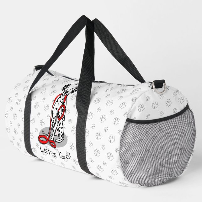 Funny Let's Go! Walk Dalmatian Dog (black 1) Duffle Bag (Right Corner)