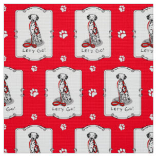 Funny Let's Go! Walk Dalmatian Dog (black 1) Fabric