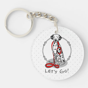 Funny Let's Go! Walk Dalmatian Dog (black 1) Key Ring