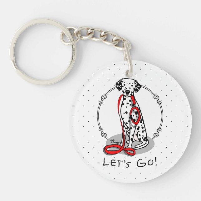 Funny Let's Go! Walk Dalmatian Dog (black 1) Key Ring (Front)