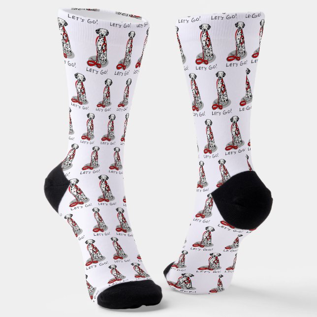 Funny Let's Go! Walk Dalmatian Dog (black 1) Socks (Angled)