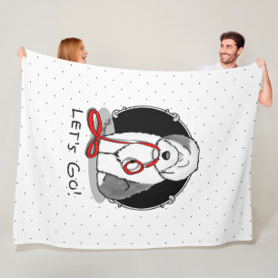 Funny Let's Go! Walk Old English Sheepdog (Grey 1) Fleece Blanket