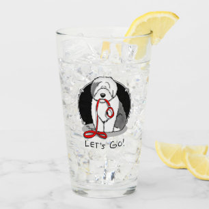 Funny Let's Go! Walk Old English Sheepdog (Grey 1) Glass