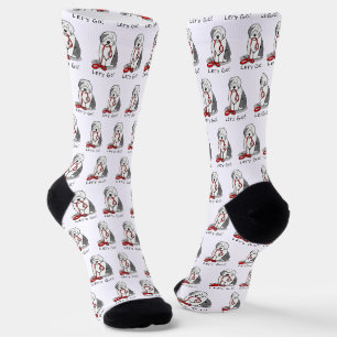 Funny Let's Go! Walk Old English Sheepdog (Grey 1) Socks