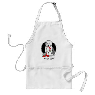 Funny Let's Go! Walk Old English Sheepdog (Grey 1) Standard Apron