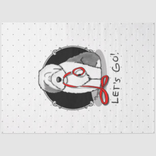 Funny Let's Go! Walk Old English Sheepdog (Grey 1) Tissue Paper