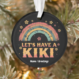 Funny "Let's Have a Kiki" LGBT Trans Gender Retro Ornament
