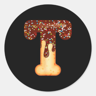 Funny Letter T Ice Cream Chocolate Sprinkles  Classic Round Sticker