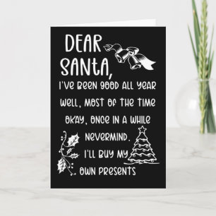 Funny Letter to Santa Christmas Xmas gifts Card