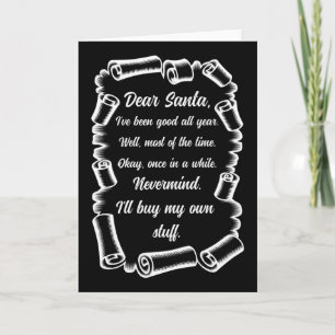 Funny Letter to Santa Christmas Xmas gifts Card